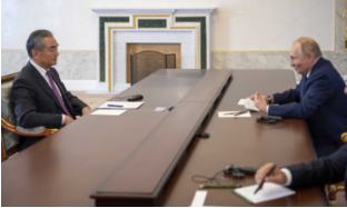 Russian President Putin meets with Wang Yi in St. Petersburg