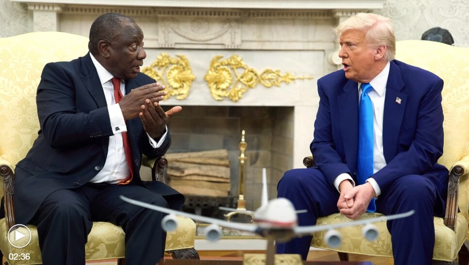 Trump confronts South African president with conspiracy claims